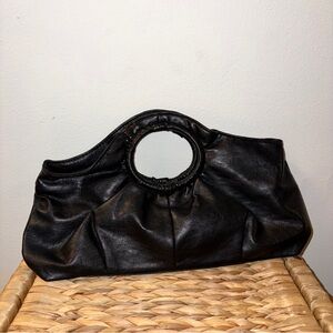 3/$25 Pleated Black Faux Leather Handbag